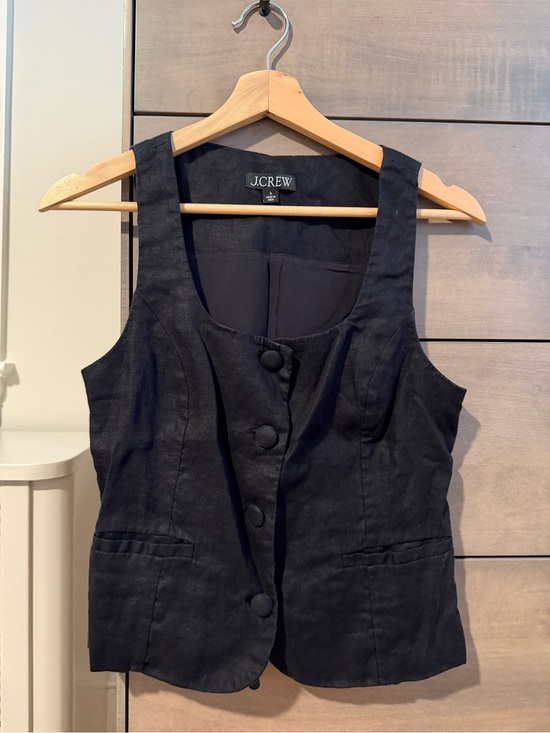 J. Crew Tops - J. Crew Black Linen Button Vest